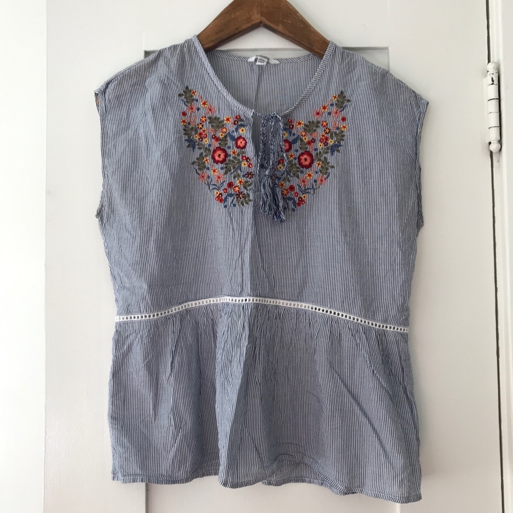 Sonoma Striped Embroidered Top